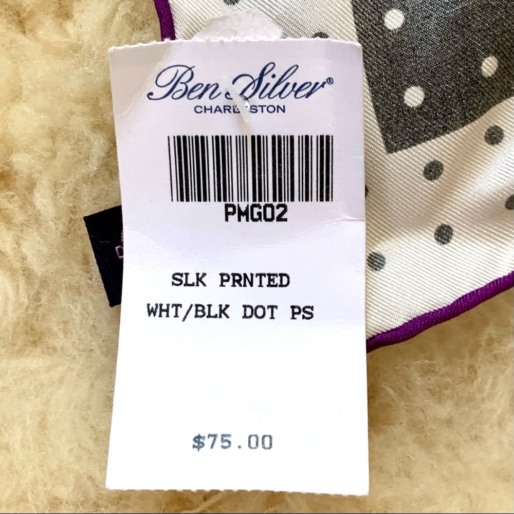 SOLD Ben Silver Charleston NWT Silk Pocket Square - Picture 5 of 12